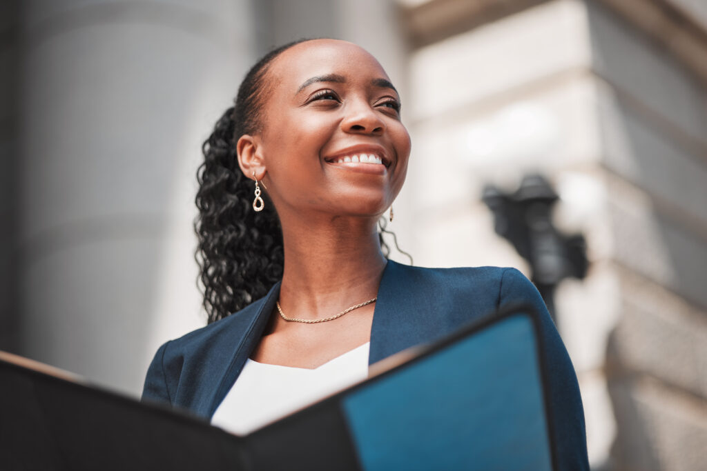 Happy Attachie lawyer with a bright smile